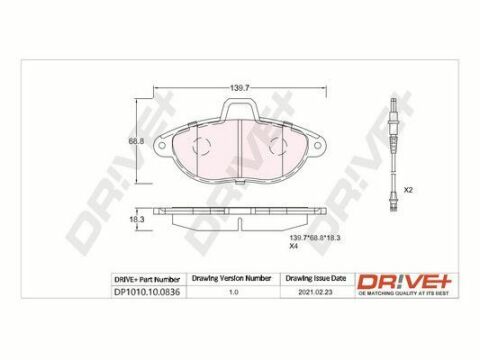 DP1010.10.0836 Drive+ - Гальмівні колодки до дисків