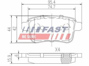 Колодки гальмівні дискові задні RENAULT Kangoo 08-17, Kangoo 09-17, Kangoo 97-07; MERCEDES-BENZ Citan 12-21