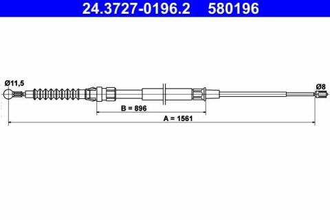 Трос ручника VW Touran 03-15 (L=1561mm)