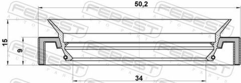 Сальник піввісі 34x50.2x9x15 Impreza 00-