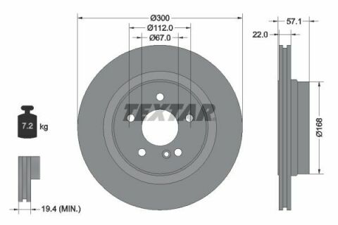 Диск гальмівний (задній) MB C-class (W204/S204/C204) 07- (300x22) PRO+