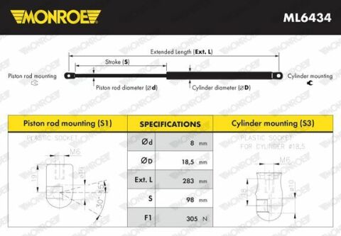 MONROE RENAULT газовый амортизатор багажника LATITUDE 10-