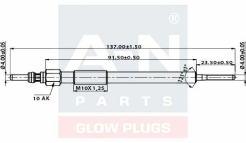 Свічка розжарювання (подвійна спіраль) 4.4V L=137мм Astra J 1.7CDTI 10- OPEL