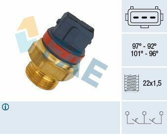 Датчик увімкнення вентилятора Citroen Berlingo/Peugeot Partner 1.9D 95-04 (3 конт.) (92-96°C/97°C) Датчик увімкнення вентилятора Citroen Berlingo/Peugeot Partner 1.9D 95-04 (3 конт.) (92-96°C/97°C)