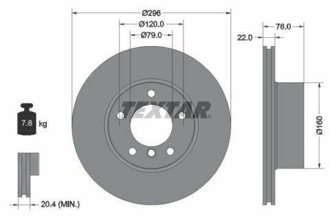 Диск тормозной (передний) BMW 5 (E39) 95-04 (296x22) PRO+