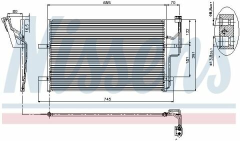 Радиатор кондиционера (конденсатор) без осушителя 3 1.6 DIESEL 03-(655x391x16) MAZDA