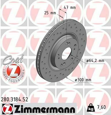 Диск тормозной (передний) Honda Civic/CR-V 2.0/2.2 CTDi 01-(300x25) (с покрытием) (вентилированный)