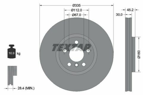 Диск тормозной (передний) BMW X1 (U11) 22-(335x30) B38/B47/B48 PRO+