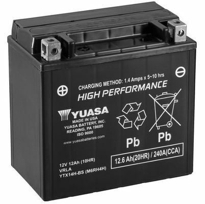 МОТО Yuasa 12V 12,6Ah High Performance MF Battery AGM YTX14H-BS(сухозаряженный)