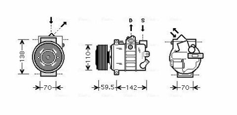 Компрессор кондиционера A1 15-, A3 03-, SEAT, SKODA, VW AUDI