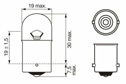 Автолампа R10W 12V 10W BA15s Pure Light (blister/к-кт 2шт)