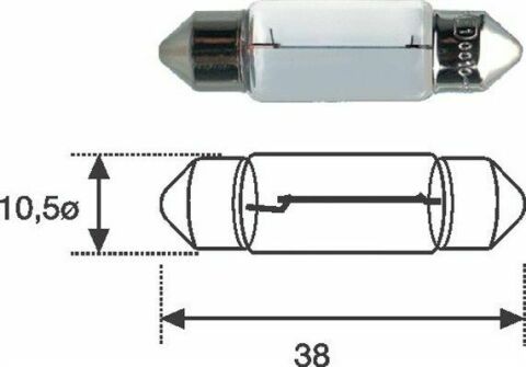 MAGNETI MARELLI C10W 12V Автолампа пальчикова (38мм)