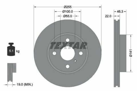 Диск тормозной (передний) Toyota Yaris 05- (255x22)