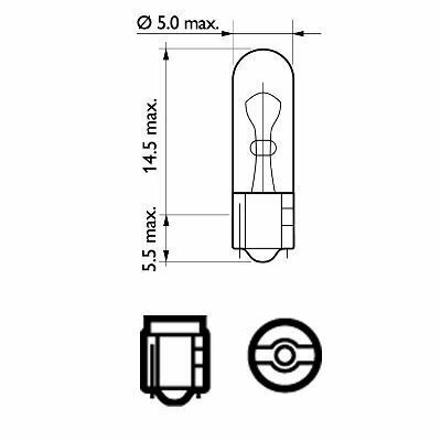 Лампа W1,2W 12V 1,2W W2X4,6d, Blst. 2 PC.