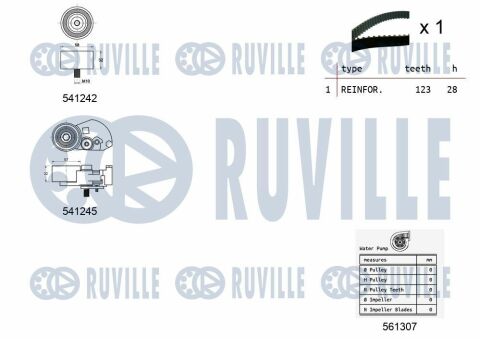 RUVILLE HYUNDAI К-т ГРМ (ремінь + 2 ролика + насос) Accent, Santa Fe, Tucson, Kia 1.5/2.0CRDI