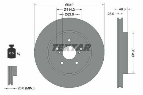 Диск тормозной (передний) Lexus RX 03-12 (319x28) PRO