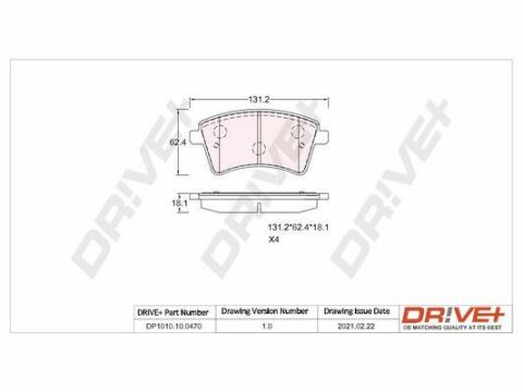 DP1010.10.0470 Drive+ - Гальмівні колодки до дисків