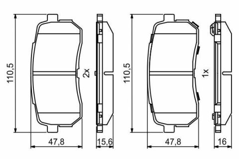 BOSCH HYUNDAI Гальмівні колодки задн. ix55,KIA