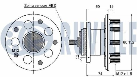 RUVILLE TOYOTA Підшипник маточини з ABS Auris 07-, Corolla 07-