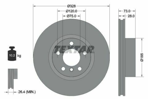 Диск тормозной (передний) BMW X3 (F25)/X4 (F26) 10- (328x28) PRO+