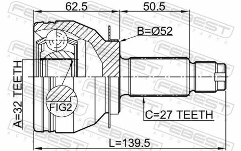 ШРКШ (ШРУС) зовнішній 32x52x27 SUBARU LEGACY B13 03-