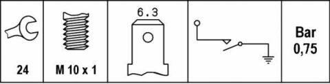 HELLA VW Датчик тиску. масла 0.75/1.05 bar Audi 100/A4/A6/A8,Ford Galaxy,Golf II/III/IV,Passat,Sharan,T4,Vento