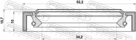 Сальник полуоси 34.2x52.2x10x10.7 Pajero 90-