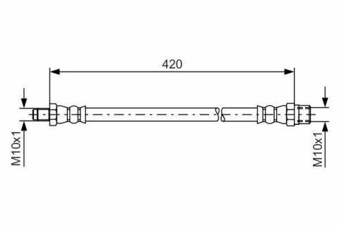 Шланг гальмівний 207D-410/D 420мм М10*1 MB