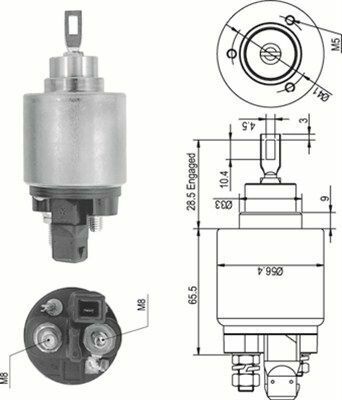 Реле стартера втягуюче VW Caddy II 1.9 TDI/T4 2.5 TDI 95-04 (AME0343)