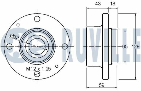 Подшипник колеса задние без датчика abs berlingo, xantia, peugeot 406, partner