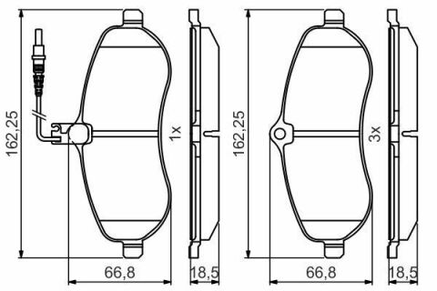 Колодки гальмівні (передні) Citroen Jumpy/Peugeot Expert 07- (з датчиком) замінено на 0986494163 Колодки гальмівні (передні) Citroen Jumpy/Peugeot Expert 07- (з датчиком) замінено на 0986494163