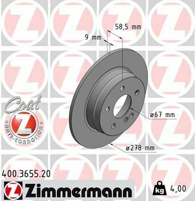 Диск тормозной (задний) MB C-class (W204) 07-14 (278x9) (с покрытием) (полный)