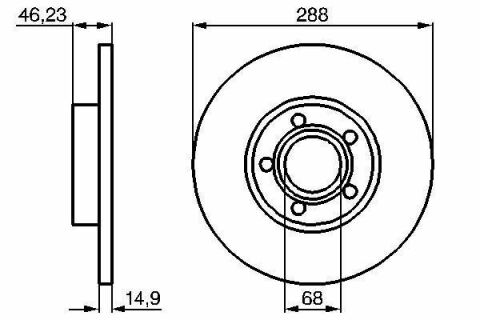 Диск тормозной передний AUDI 100/A4/A6 (288*15)(кр.2)