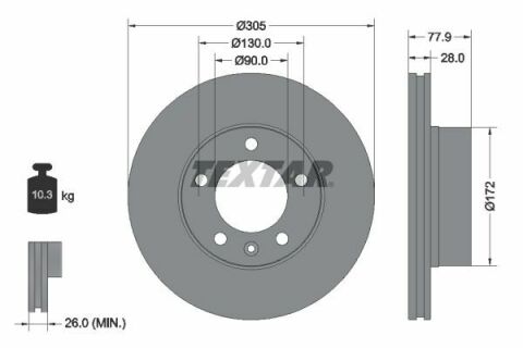 Диск тормозной (передний) Renault Master/Opel Movano 98- (305x28) (R16) PRO