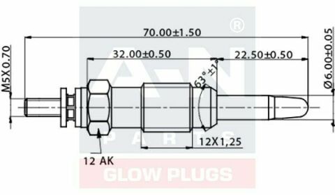 Свеча накаливания (двойная спираль) 11.5V L=72mm OM601-603 MB