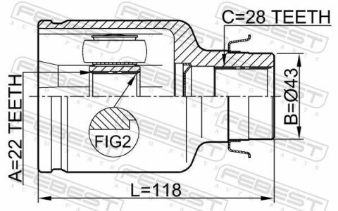 ШРКШ (ШРУС) внутренний правый 22x43x28 ​​MAZDA 3 BK 03-