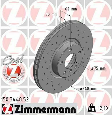 Диск тормозной (передний) BMW X5 (E70/F15/F85)/X6 (E71/E72/F16/F86) 07- (348x30) (с отверстиями (вент.)