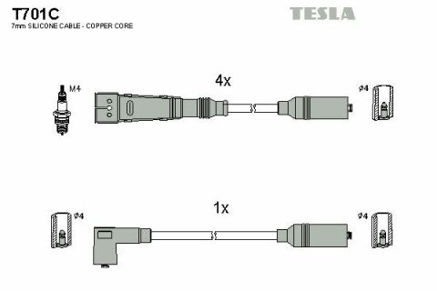 Кабель запалювання к-кт TESLA Audi 80 78-98 1,4