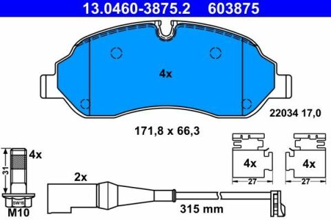 Колодки гальмівні (передні) Ford Tourneo Custom/Transit Custom/Transit V363 12- (+датчики) (спарка)