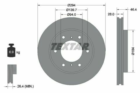 Диск тормозной (передний) Mitsubishi L200/Pajero Sport II 08-(294x28) PRO+