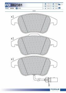 Комплект гальмівних накладок, дискове гальмо