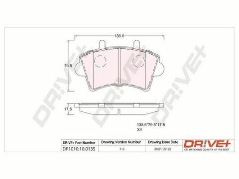 DP1010.10.0135 Drive+ - Гальмівні колодки до дисків