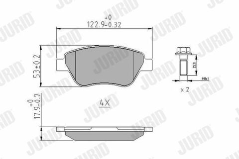 JURID FIAT Тормозная колодка передн.Doblo 1.3JTD 1.9JTD 1.4i 05-