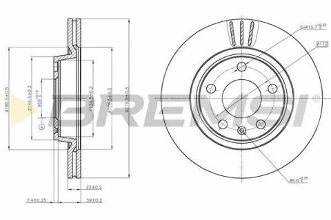 Тормозной диск перед. Audi A4/VW Passat B6 94-(280x22)