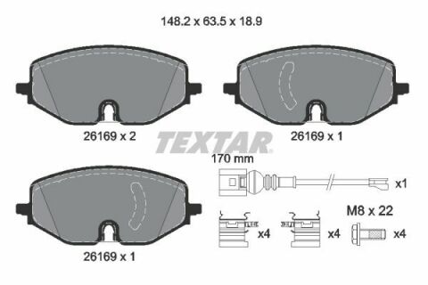 Колодки гальмівні (передні) VW Caddy/Golf VII/Skoda Octavia/Seat Leon 19- (з датчиком) (TRW)