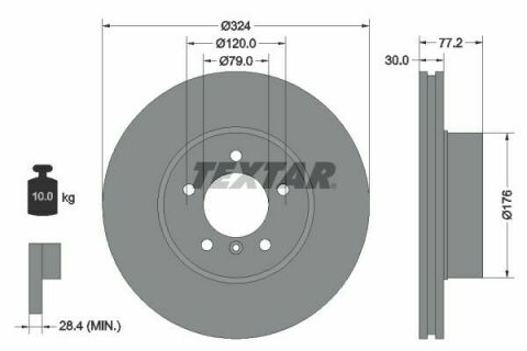 Диск гальмівний (передній) BMW 5 (E60/E61)/6 (E63) 03- (324x30) PRO+