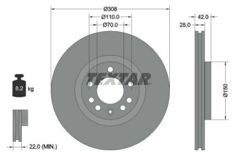 Диск гальмівний (передній) Opel Astra G/H/Corsa/Meriva 00- (308x25) PRO+