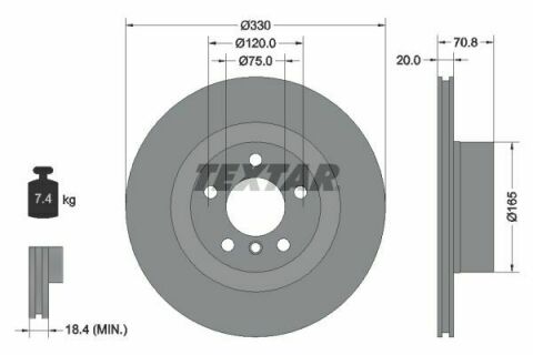 Диск тормозной (задний) BMW X3 (F25)/X4 (F26) 10- (330x20) PRO