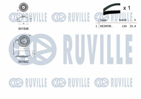 RUVILLE К-кт. ГРМ (ремінь+2шт. ролика) Citroen C4 1.6, Berlingo 1.6 08-