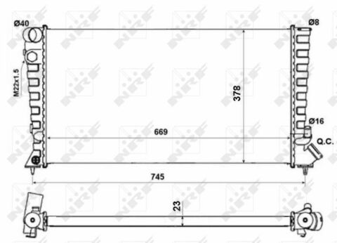 Радіатор охолодження Citroen Berlingo/Peugeot Partner 1.8D/1.9D 96- (-AC) (Економ-клас)